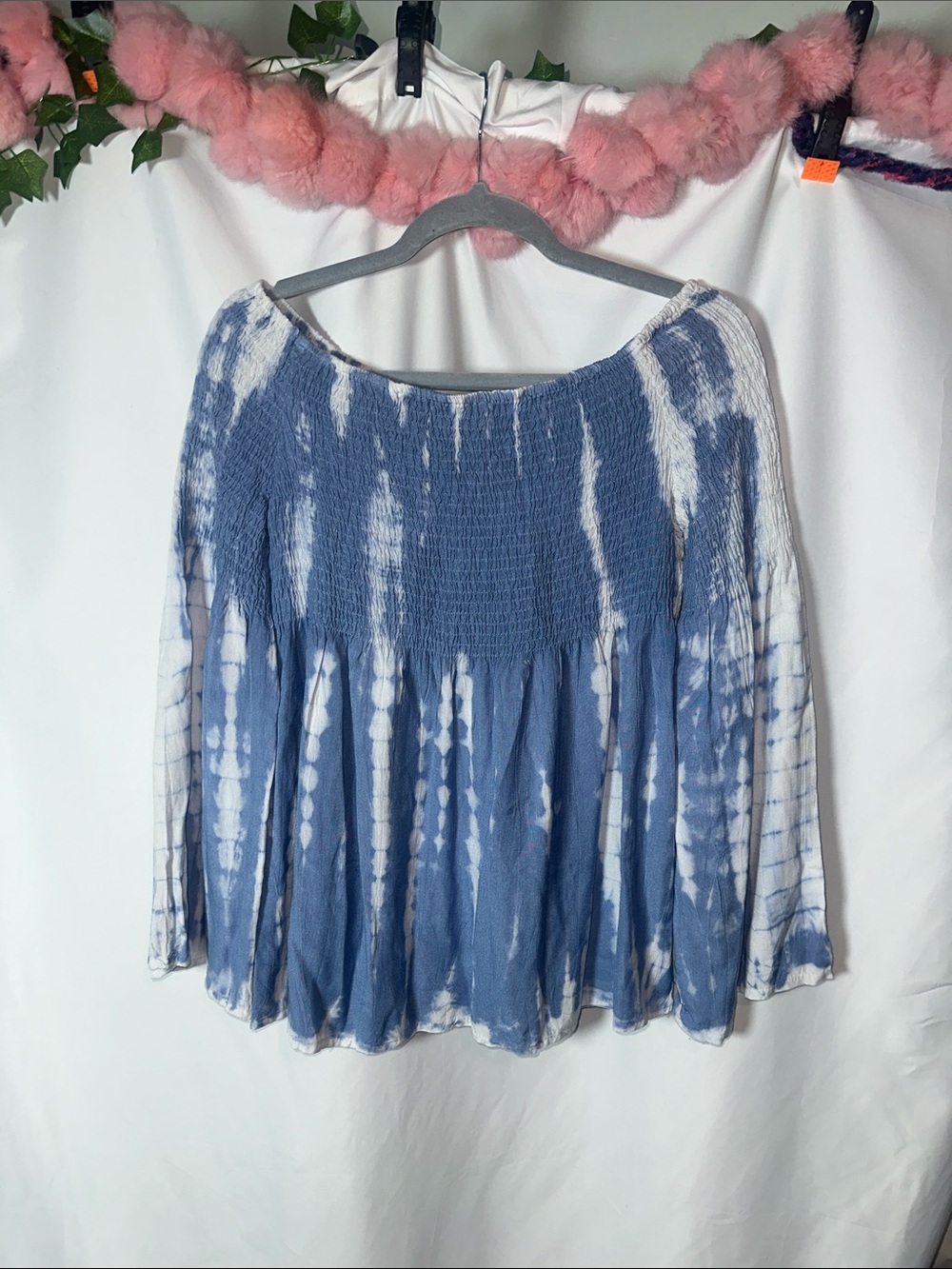Style Envy Blue Tie-Dye Smocked top